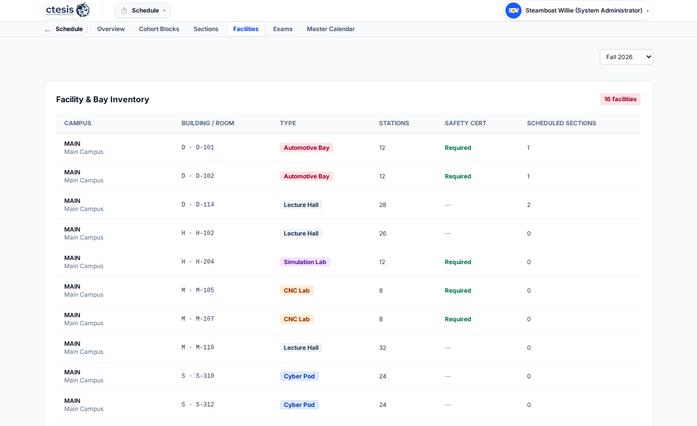 Ctesis Lab and Workshop Scheduling System
